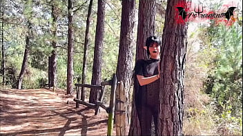 Gothic elf masturbating in the forest