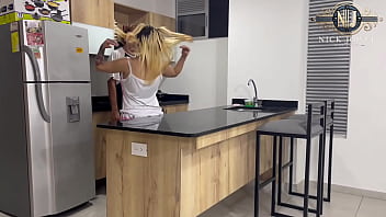 Fucked my petite girlfriend hard in the kitchen of my house