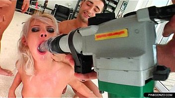 Cute blonde whore in hot gagging and deepthroat session