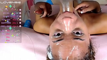 Pale whore face down sloppy rough deep throat face fuck