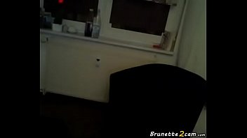 Brunette girl shows her tits front webcam