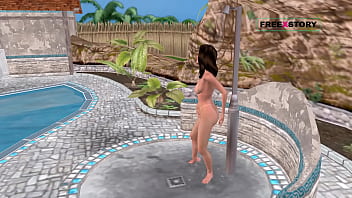 An Animated Cartoon 3d Porn A Cute Girl Giving Sexy Poses And Taking Shower Near Swimming Pool thumbnail
