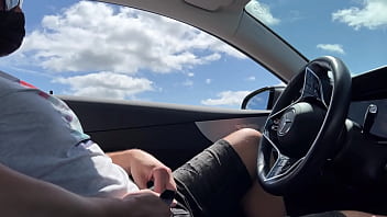 Risky blowjob in a public parking lot