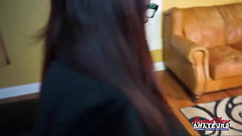 Busty brunette cutie brooke sucks a hard cock and gets her pussy fucked