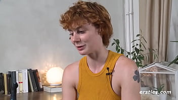 Redhead girl plays with her favorite toy