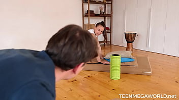 Flexible sumiko fucks her man after he fails yoga class creampie angels