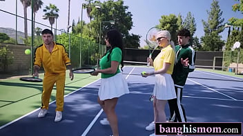 Stepmoms swap & fuck their idiot stepsons after tennis practice