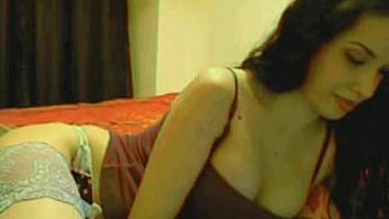 Perfect tit brunette in stockings plays with her pussy