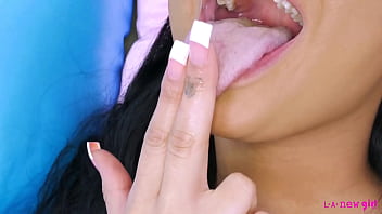 Captivating dark haired beauty naked close up