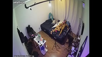 Hidden camera records little gluttonous slut giving blowjob to horny roommate