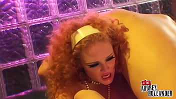 Double anal frenzy leaves audrey gasping in bathroom