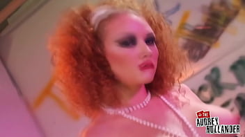 Double anal frenzy leaves audrey gasping in bathroom