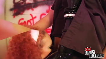 Double anal frenzy leaves audrey gasping in bathroom