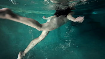 Horny white girl swims with no clothing in public