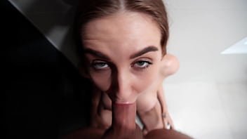 I sucked my friend's big dick in the bathroom then we fucked and he cum in my mouth