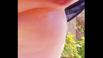 Horny maturemons outdoors with top on and pants off spreads and displays her pink pussy lips