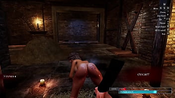 The slave bent to be punished