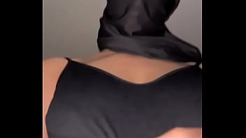 Arab babe in hijab strokes her tits slowly • slutty muslim solo boob worship