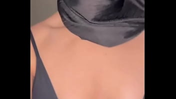 Arab babe in hijab strokes her tits slowly • slutty muslim solo boob worship