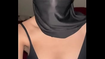 Arab babe in hijab strokes her tits slowly • slutty muslim solo boob worship