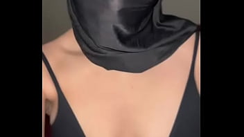 Arab babe in hijab strokes her tits slowly • slutty muslim solo boob worship