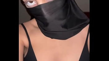 Arab babe in hijab strokes her tits slowly • slutty muslim solo boob worship