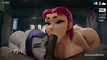 Starfire y raven sucking