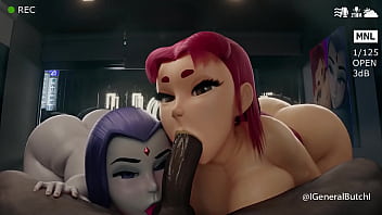 Starfire y raven sucking