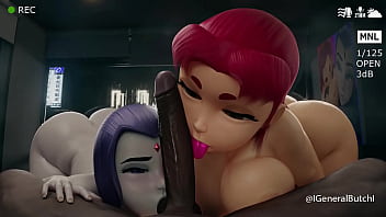 Starfire y raven sucking