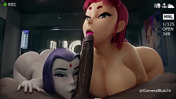 Starfire y raven sucking
