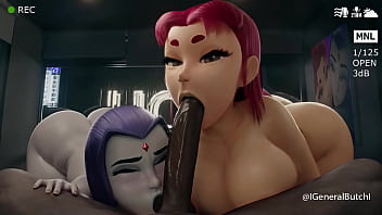 Starfire y raven sucking