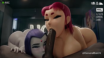 Starfire y raven sucking
