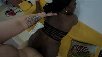 My black wife trying out her new toy and getting fucked in doggy