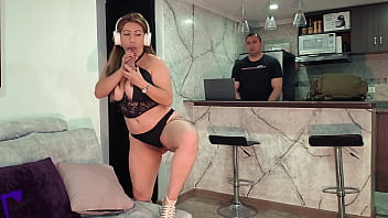 Horny latina milf roommate busted with dildo fucked rough & covered in cum on face and tits