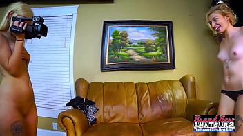 Petite blonde olyssia and coed bailey share a hard cock to deepthroat