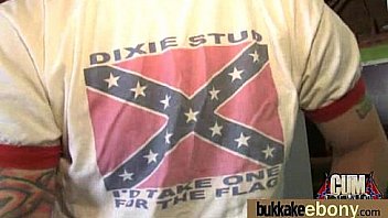 Ebony gets group cumshots 18