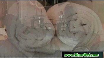 Nuru massage with busty japanese masseuse who suck client dick 01