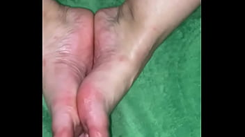 Oiled up toes and soles