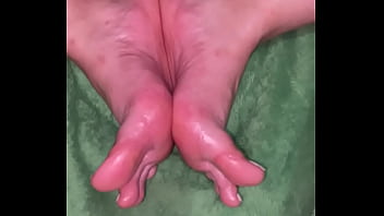 Oiled up toes and soles