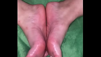 Oiled up toes and soles