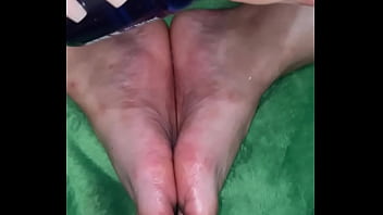 Oiled up toes and soles