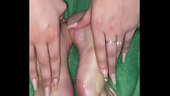 Oiled up toes and soles