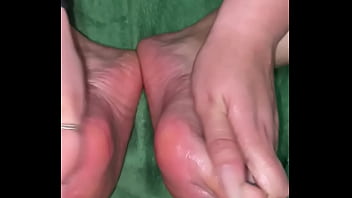 Oiled up toes and soles