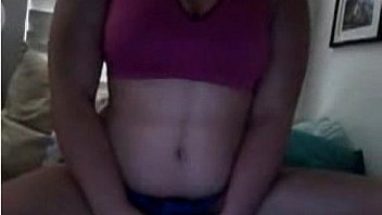 Curvy teen babe rubs her tight pussy on webcam