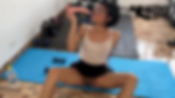 Delicious exercise routine with beautiful hot girl