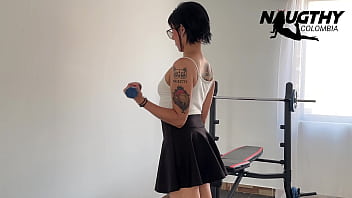 Delicious exercise routine with beautiful hot girl