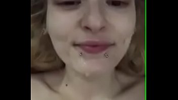 Blonde gags herself with big dildo