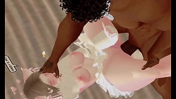 Anime blonde bouncing on bbc