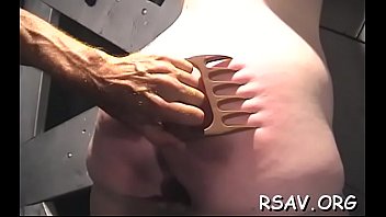 Thonged bawdy cleft gets pinched