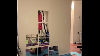 Sarah bj stretching in workout outfit